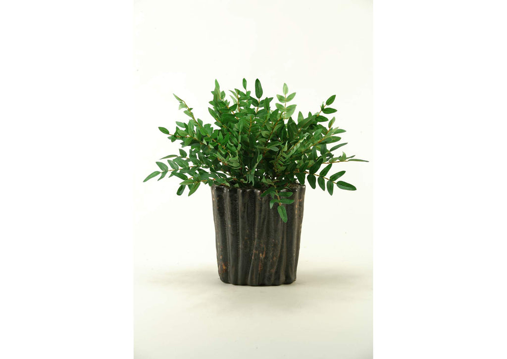 156028 Green Locust Spray in Oval Ceramic Planter