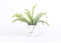 209134 14" Fern Plant With Round Ceramic Marble Pot