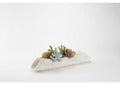 212130 Flocked Agave With Assorted Succulents in White Washed Log