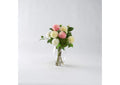 212232 Pink,Cream and White Dahlias With Cedum Bush in Glass Vase