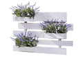 212268 Lavender and Eucalyptus in White Wooden Slat Wall Hanging