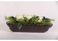 219041 Natural Touch White Roses in Wooden Dough Bowl