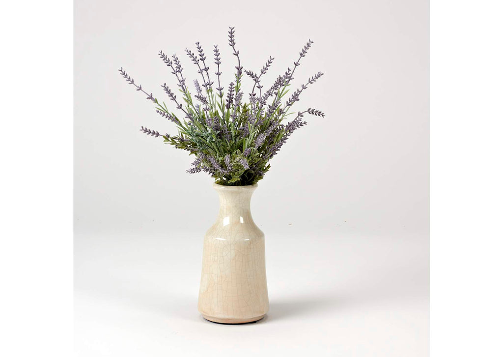 224018 Lavender in Cream Ceramic Bottle Vase