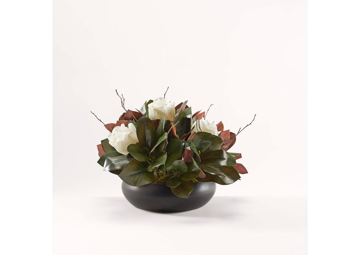 229031 Magnolia Stems With Birch Tops in Simply Low Black Bowl