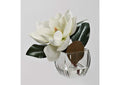 231007 White Eva Magnolia Stem in Square Glass Vase