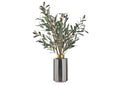 231046 Olive Spray in Large Smoked Glass With Gold Rim