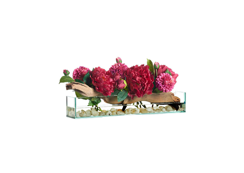 234016 Ghostwood,Dahlias,& Peonies in Rectangle Glass