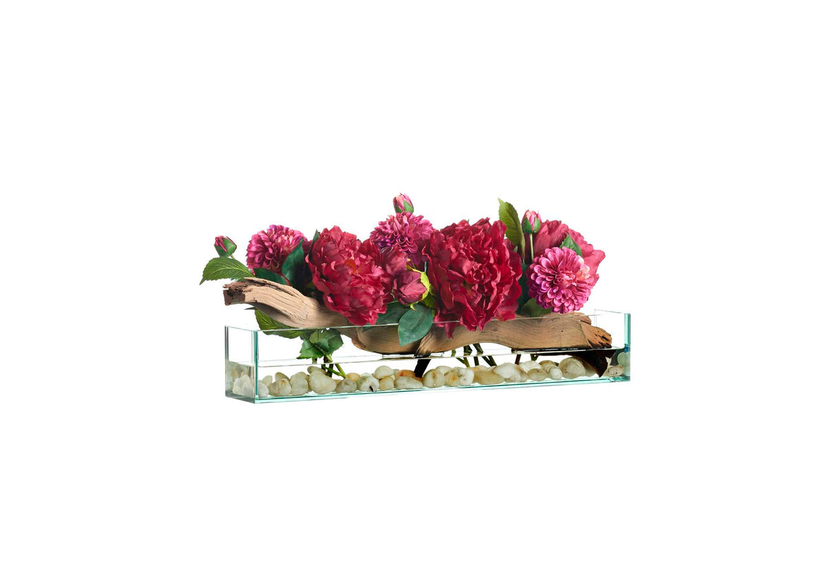 234016 Ghostwood,Dahlias,& Peonies in Rectangle Glass