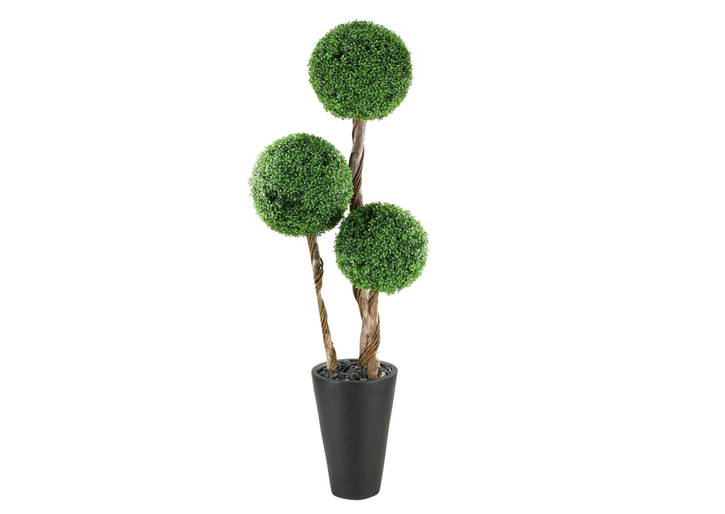 312905 7' Boxwood Topiary in Tall Round Resin Planter