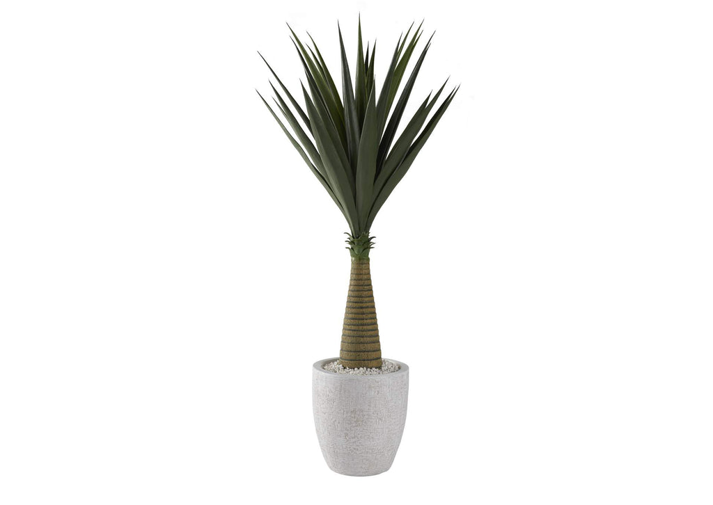 321226 48" Sisal Tree in Small Round White Planter