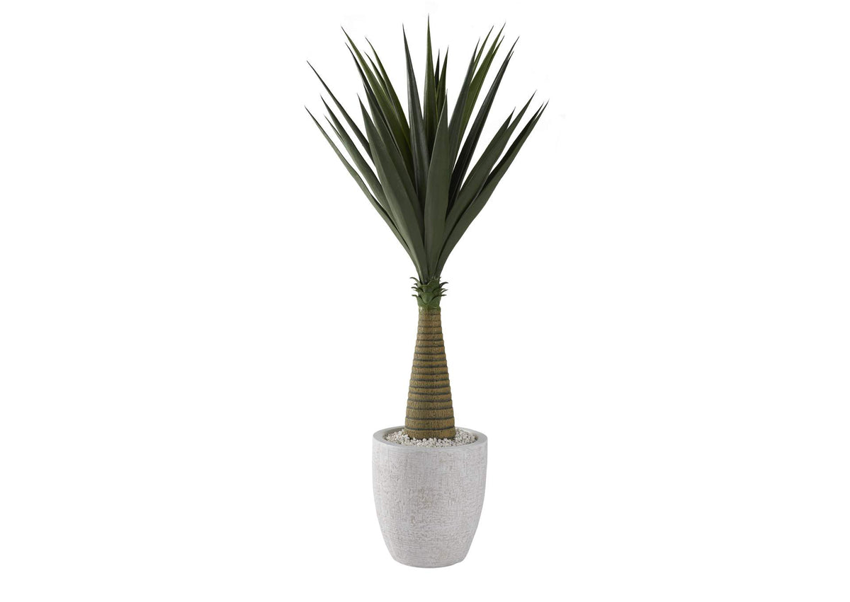 321226 48" Sisal Tree in Small Round White Planter