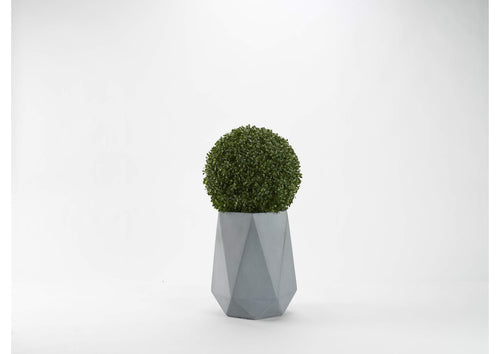 321242 28" Boxwood Ball in Small Grey Geometric Planter