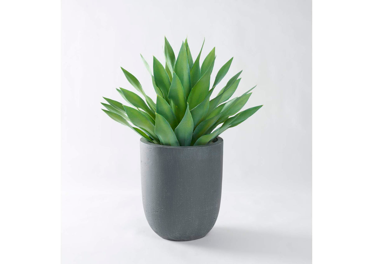 321269 27" Desert Succulent in Round Grey Resin Planter
