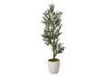 323904 7.5' Olive Tree in White Etched Planter