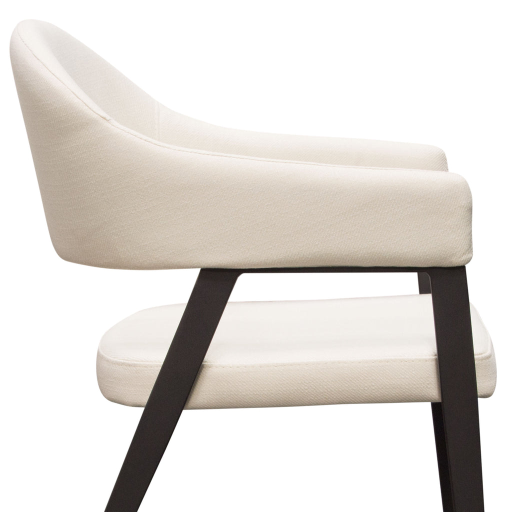 Adele Set of Two Dining/Accent Chairs in Cream Fabric w/ Black Powder Coated Metal Frame by Diamond Sofa
