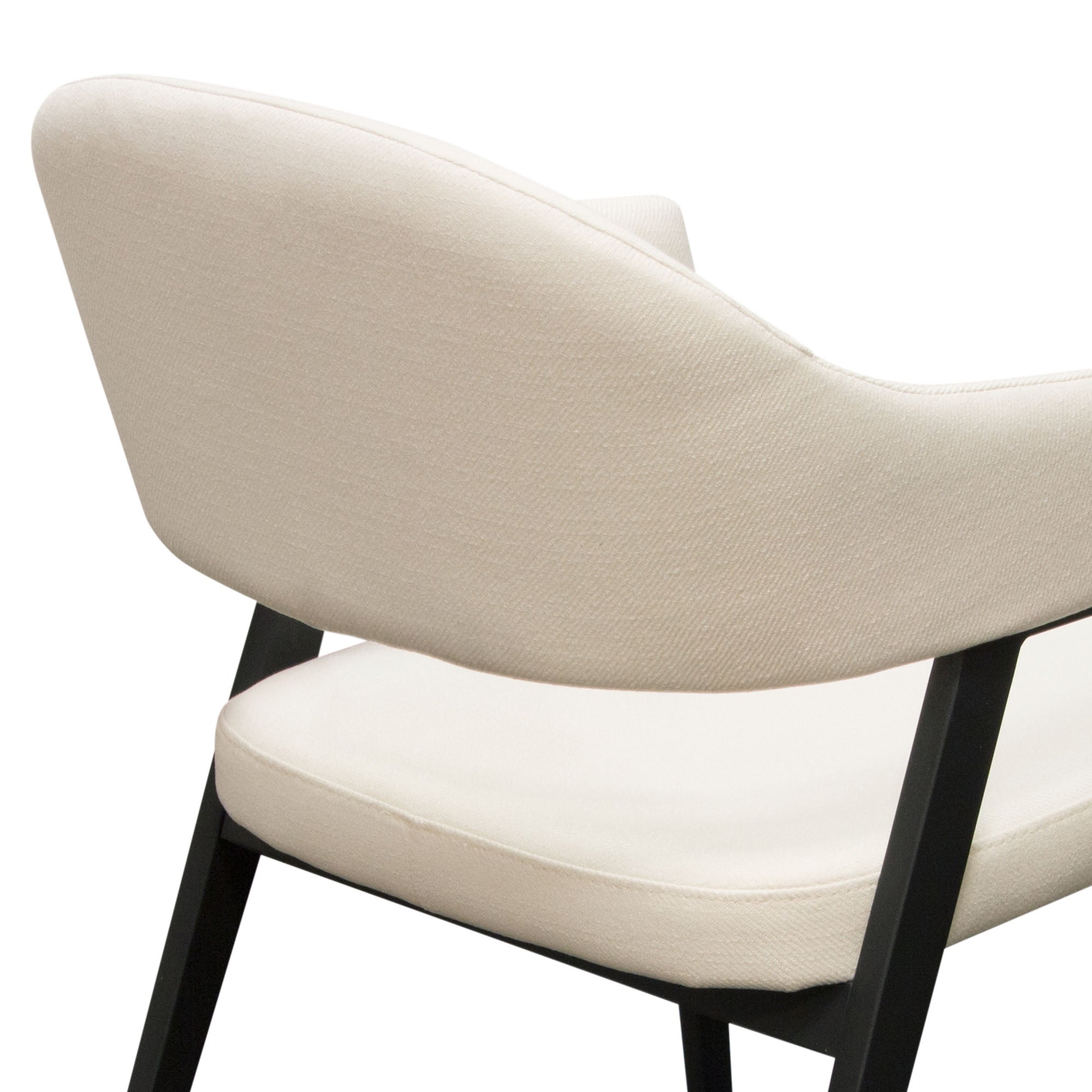 Adele Set of Two Dining/Accent Chairs in Cream Fabric w/ Black Powder Coated Metal Frame by Diamond Sofa - styled in a staged room by Center Stage Home Design