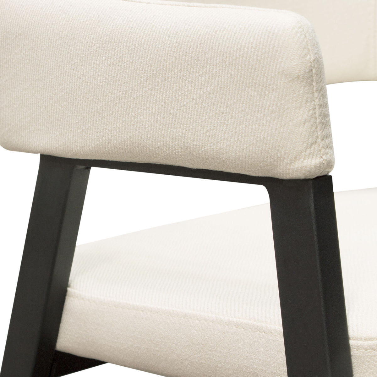 Adele Set of Two Dining/Accent Chairs in Cream Fabric w/ Black Powder Coated Metal Frame by Diamond Sofa - styled in a staged room by Center Stage Home Design