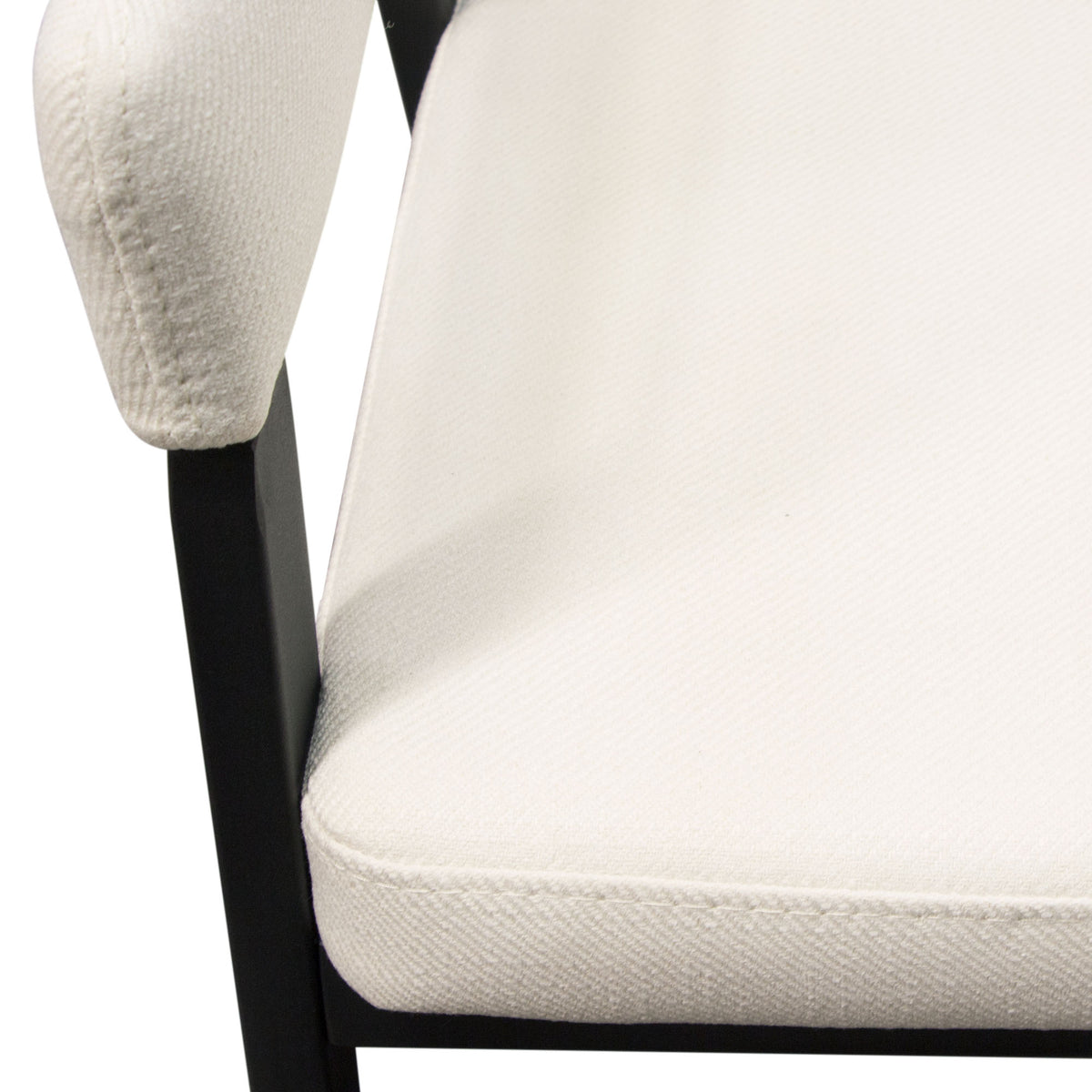 Adele Set of Two Dining/Accent Chairs in Cream Fabric w/ Black Powder Coated Metal Frame by Diamond Sofa - styled in a staged room by Center Stage Home Design