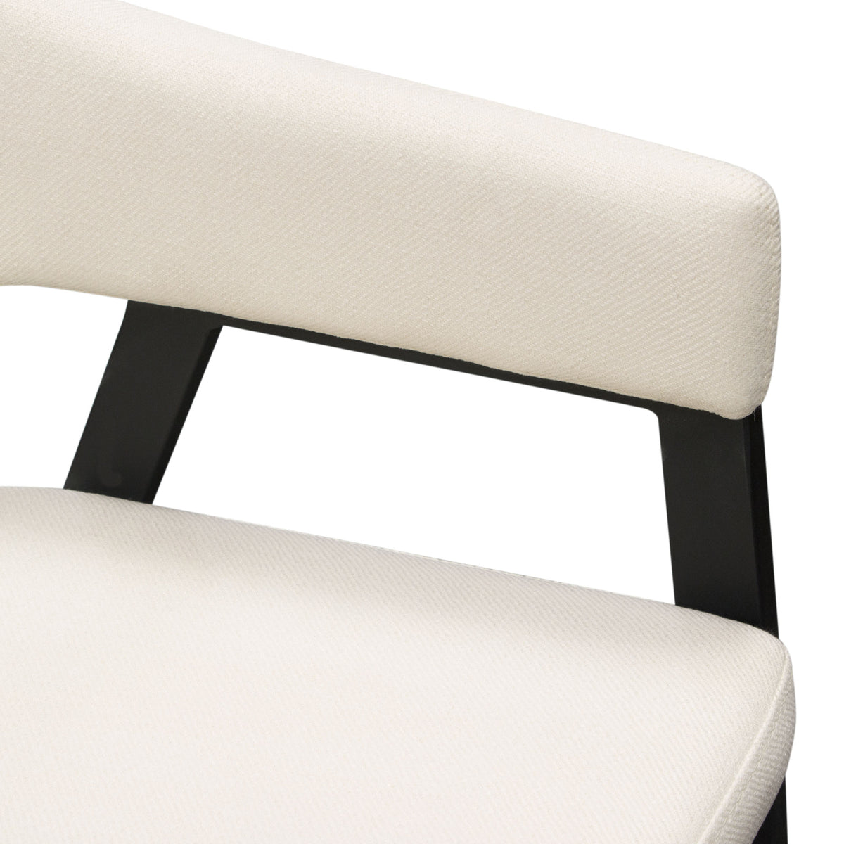 Adele Set of Two Dining/Accent Chairs in Cream Fabric w/ Black Powder Coated Metal Frame by Diamond Sofa - styled in a staged room by Center Stage Home Design