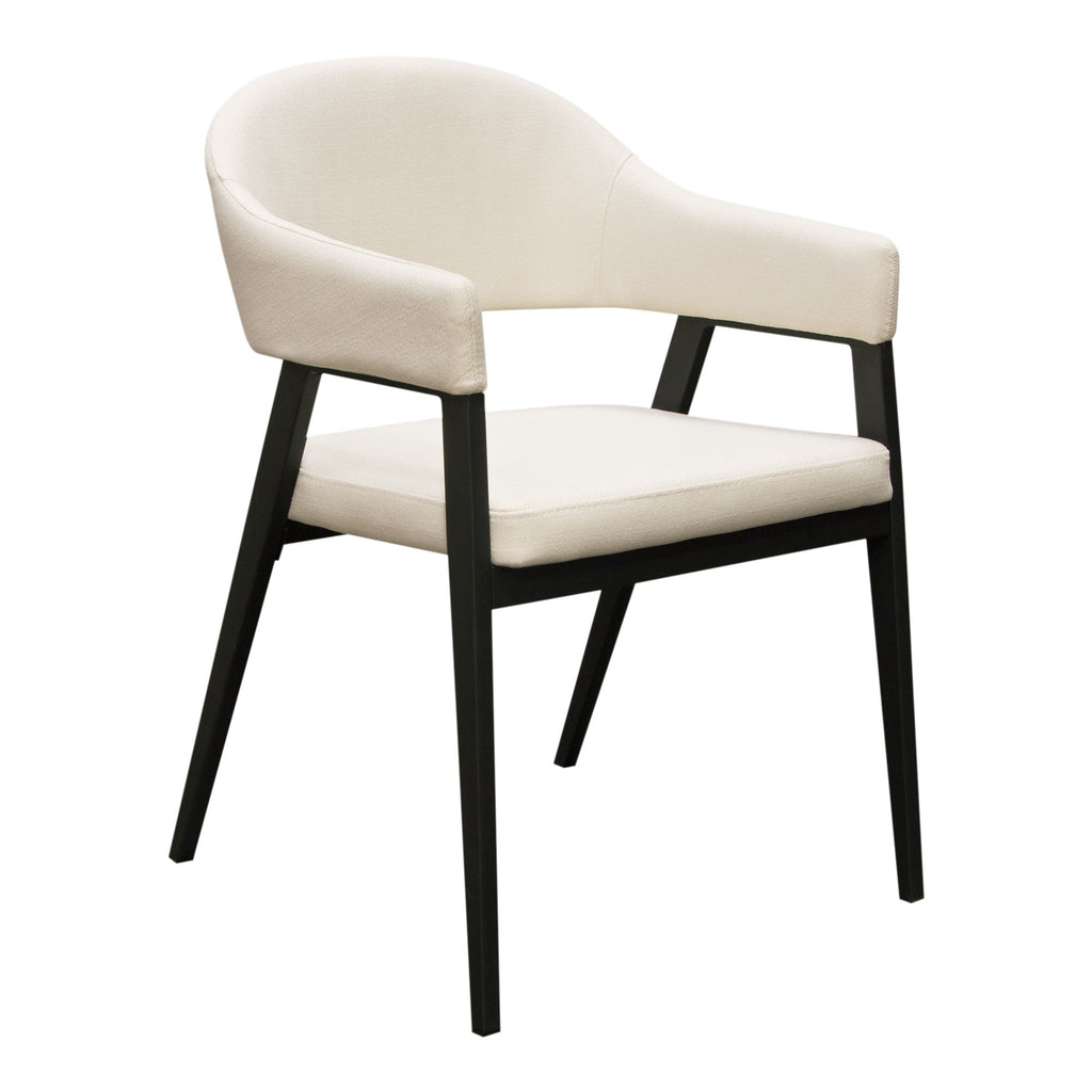 Adele Set of Two Dining/Accent Chairs in Cream Fabric w/ Black Powder Coated Metal Frame by Diamond Sofa