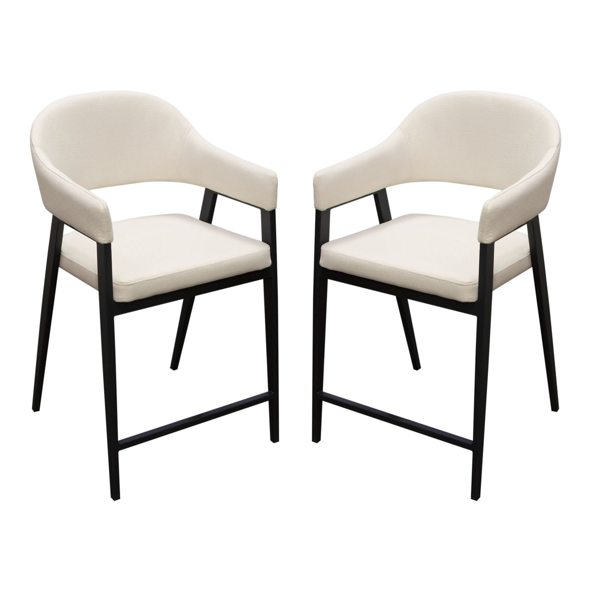 Adele Set of Two Counter Height Chairs in Cream Fabric w/ Black Powder Coated Metal Frame by Diamond Sofa