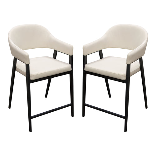 Adele Set of Two Counter Height Chairs in Cream Fabric w/ Black Powder Coated Metal Frame by Diamond Sofa