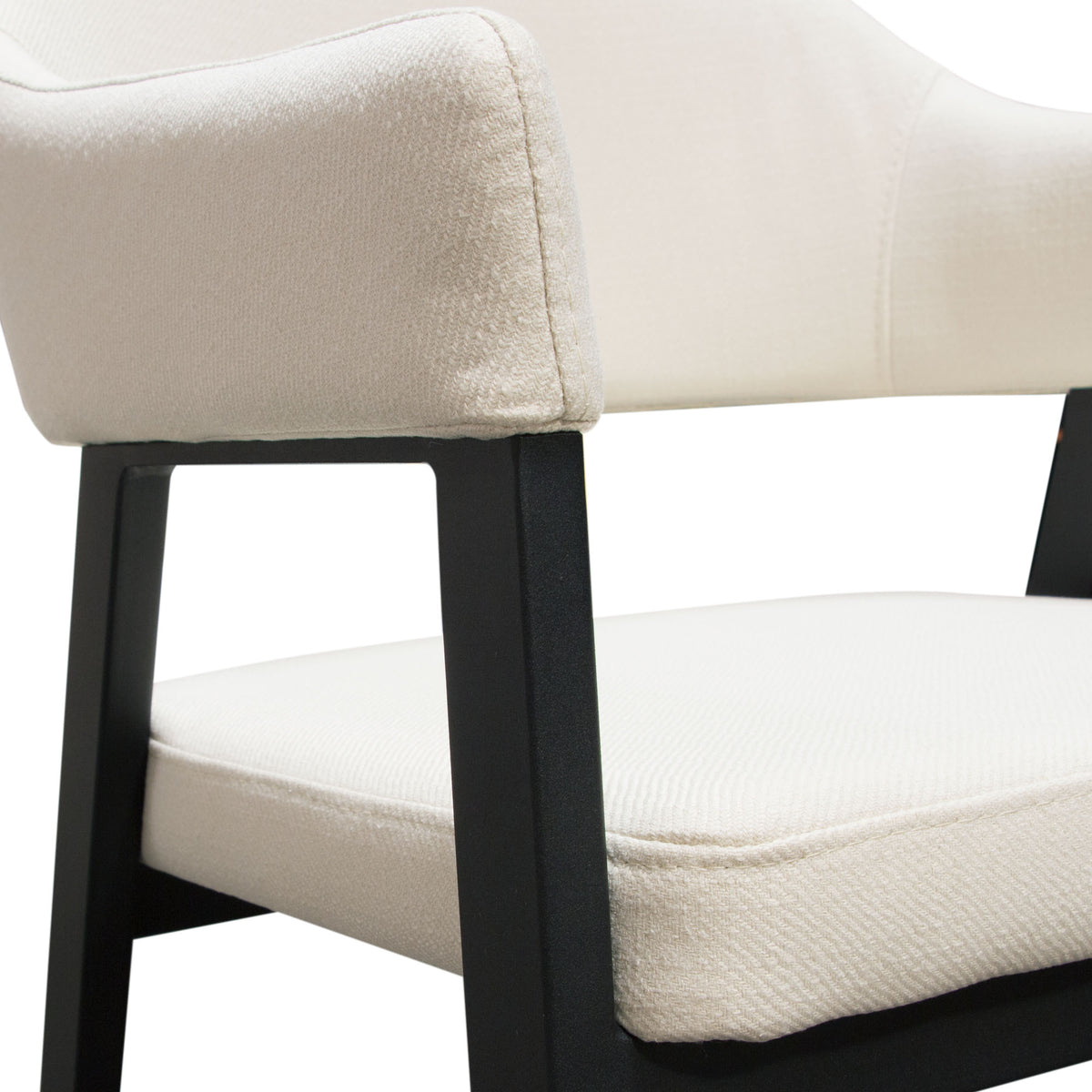 Adele Set of Two Counter Height Chairs in Cream Fabric w/ Black Powder Coated Metal Frame by Diamond Sofa - styled in a staged room by Center Stage Home Design