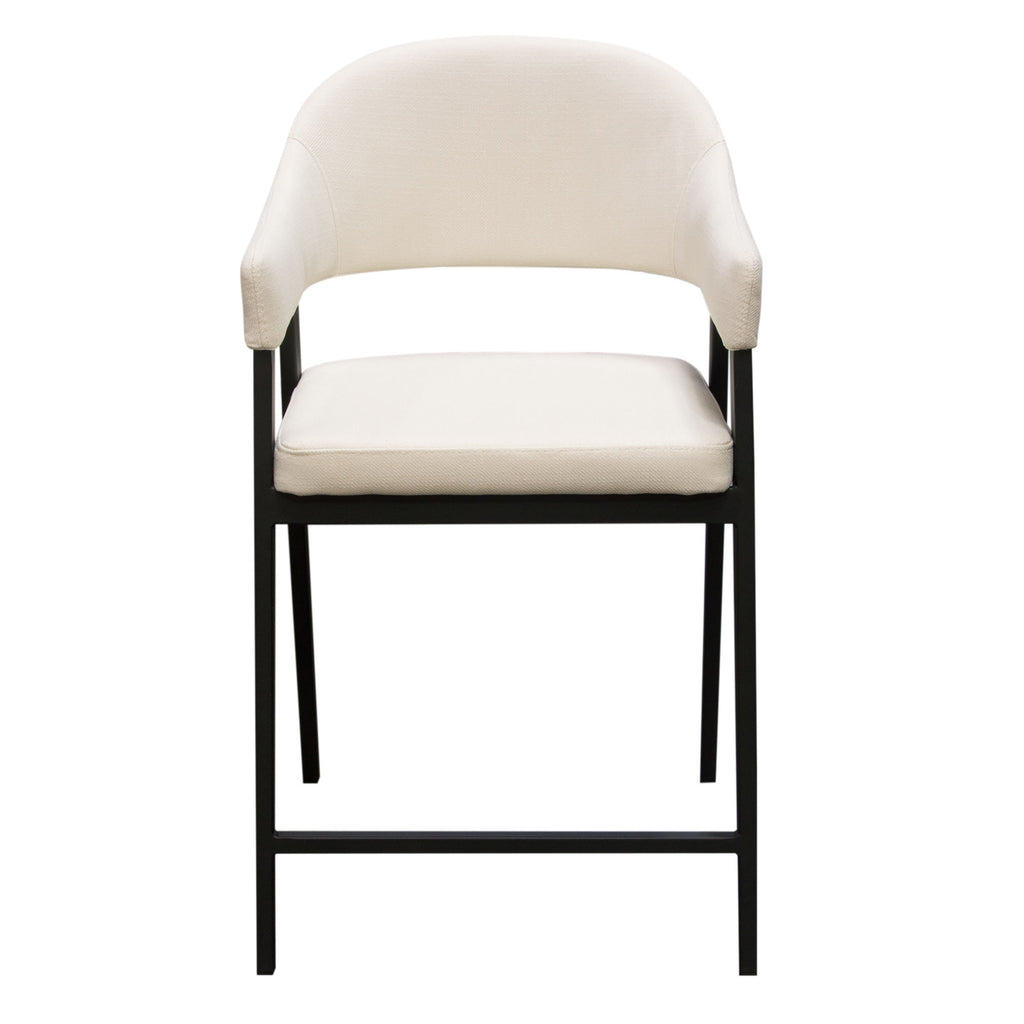 Adele Set of Two Counter Height Chairs in Cream Fabric w/ Black Powder Coated Metal Frame by Diamond Sofa