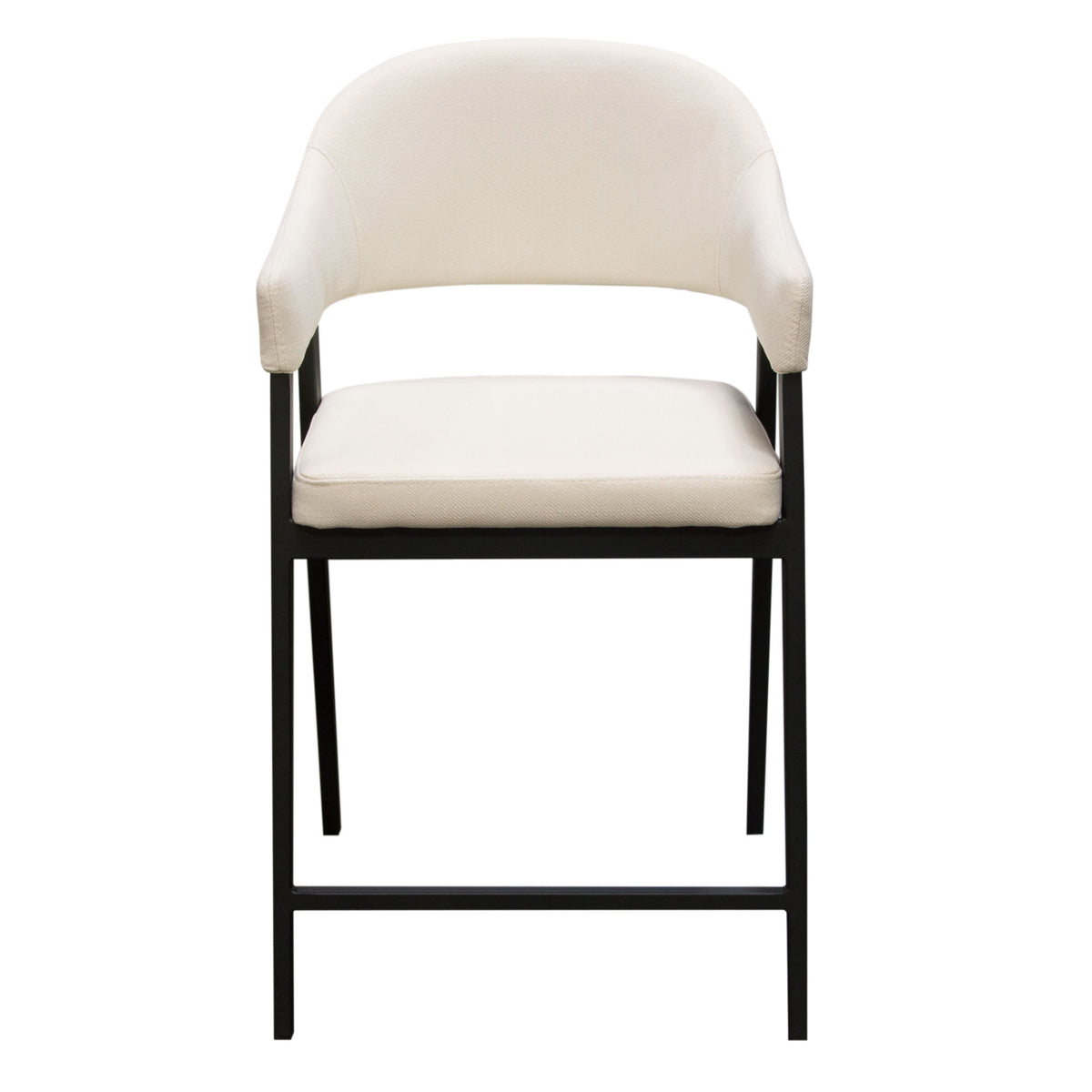 Adele Set of Two Counter Height Chairs in Cream Fabric w/ Black Powder Coated Metal Frame by Diamond Sofa