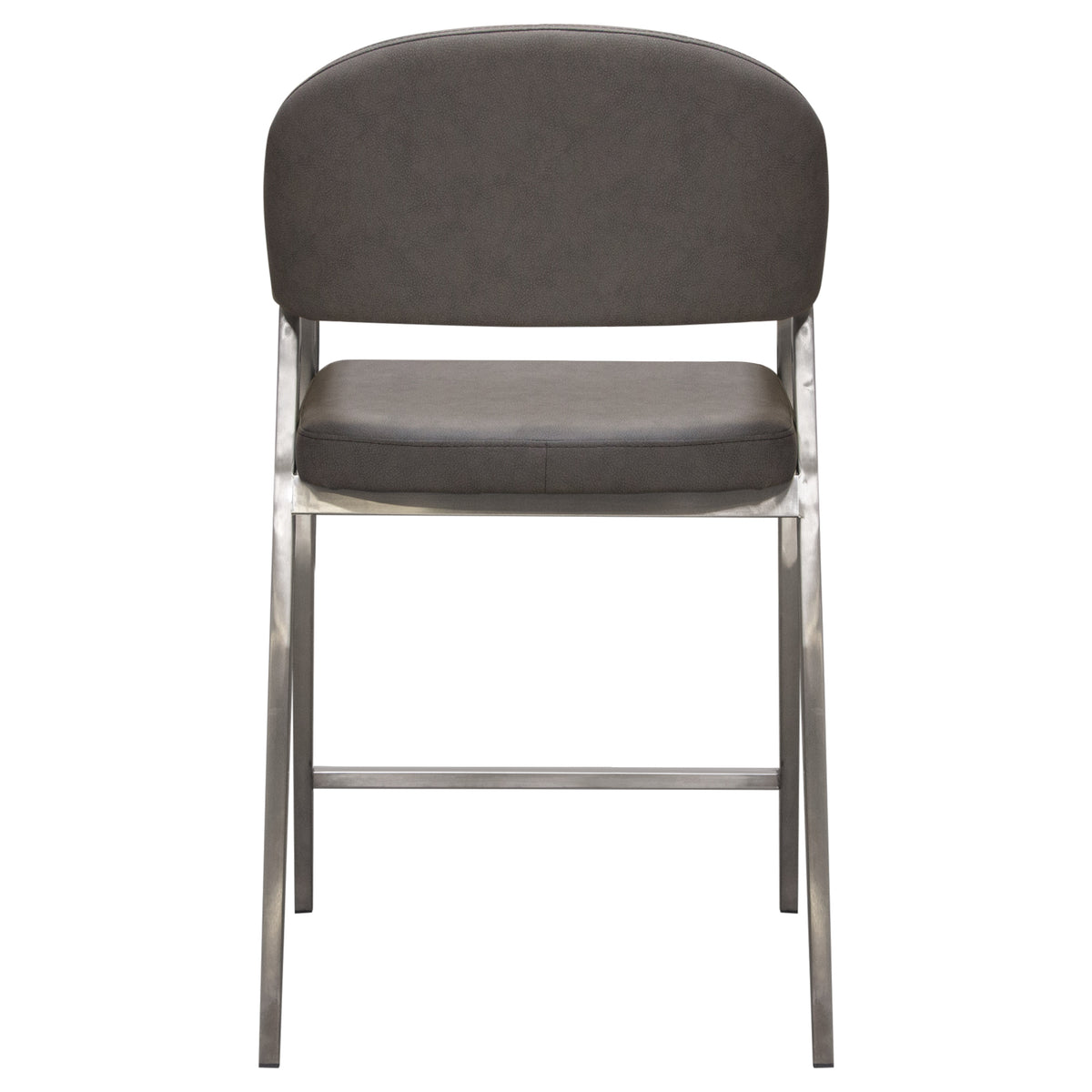 Adele Set of Two Counter Height Chairs in Grey Leatherette w/ Brushed Stainless Steel Leg by Diamond Sofa