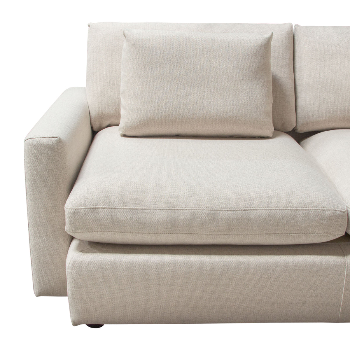 Arcadia 2PC Reversible Chaise Sectional w/ Feather Down Seating in Cream Fabric by Diamond Sofa - styled in a staged room by Center Stage Home Design