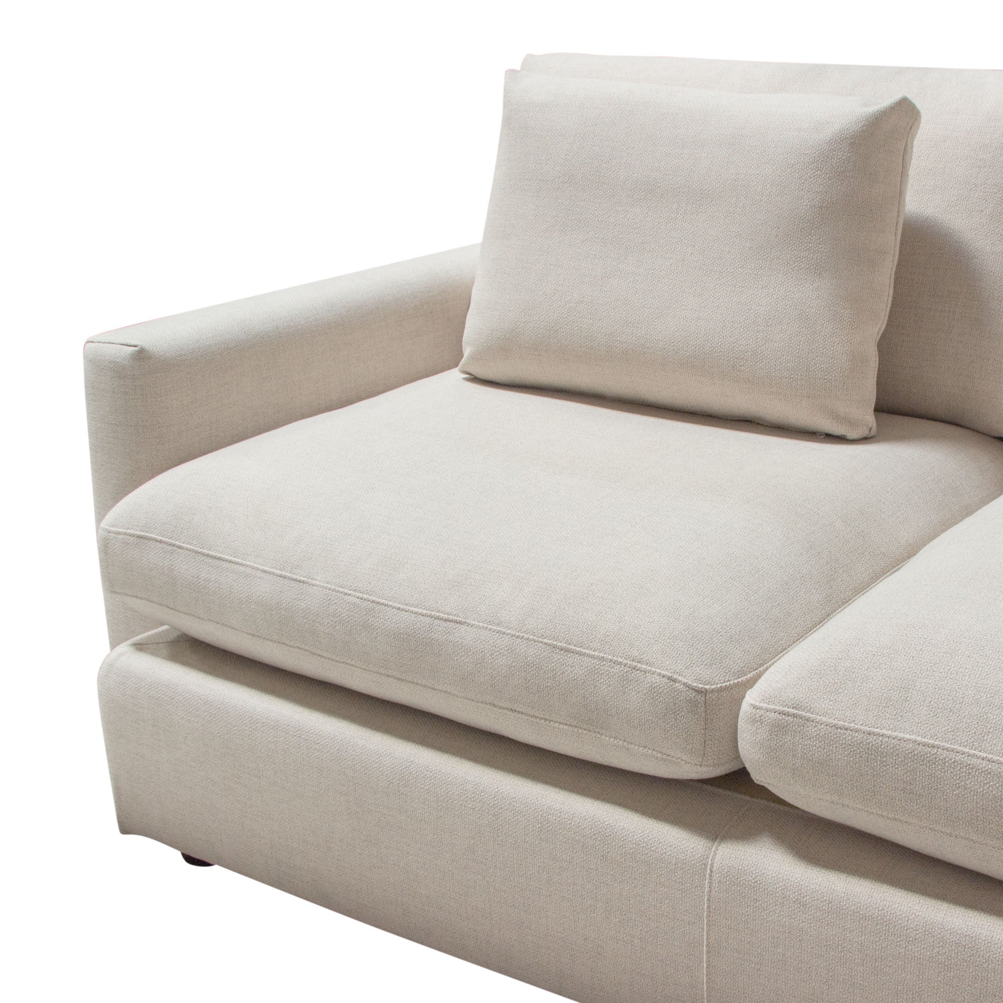 Arcadia 2PC Reversible Chaise Sectional w/ Feather Down Seating in Cream Fabric by Diamond Sofa - styled in a staged room by Center Stage Home Design