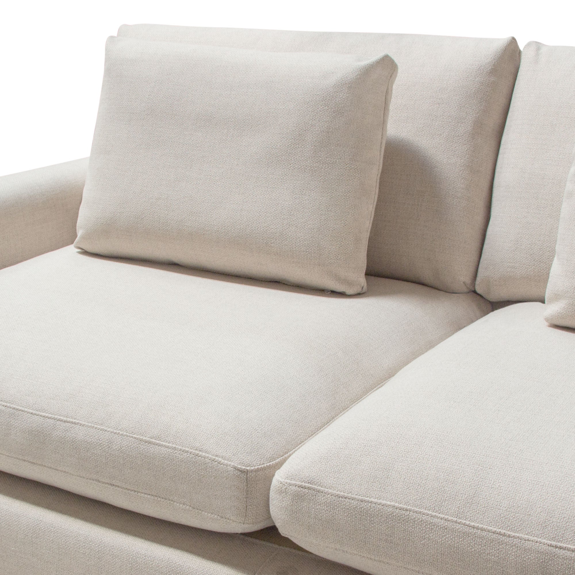 Arcadia 2PC Reversible Chaise Sectional w/ Feather Down Seating in Cream Fabric by Diamond Sofa - styled in a staged room by Center Stage Home Design