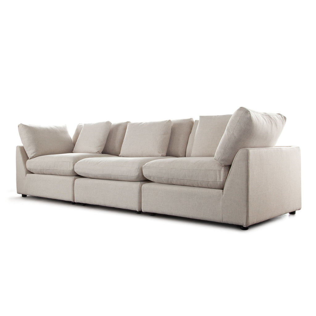 Arcadia 3PC Corner Sectional w/ Feather Down Seating in Cream Fabric by Diamond Sofa