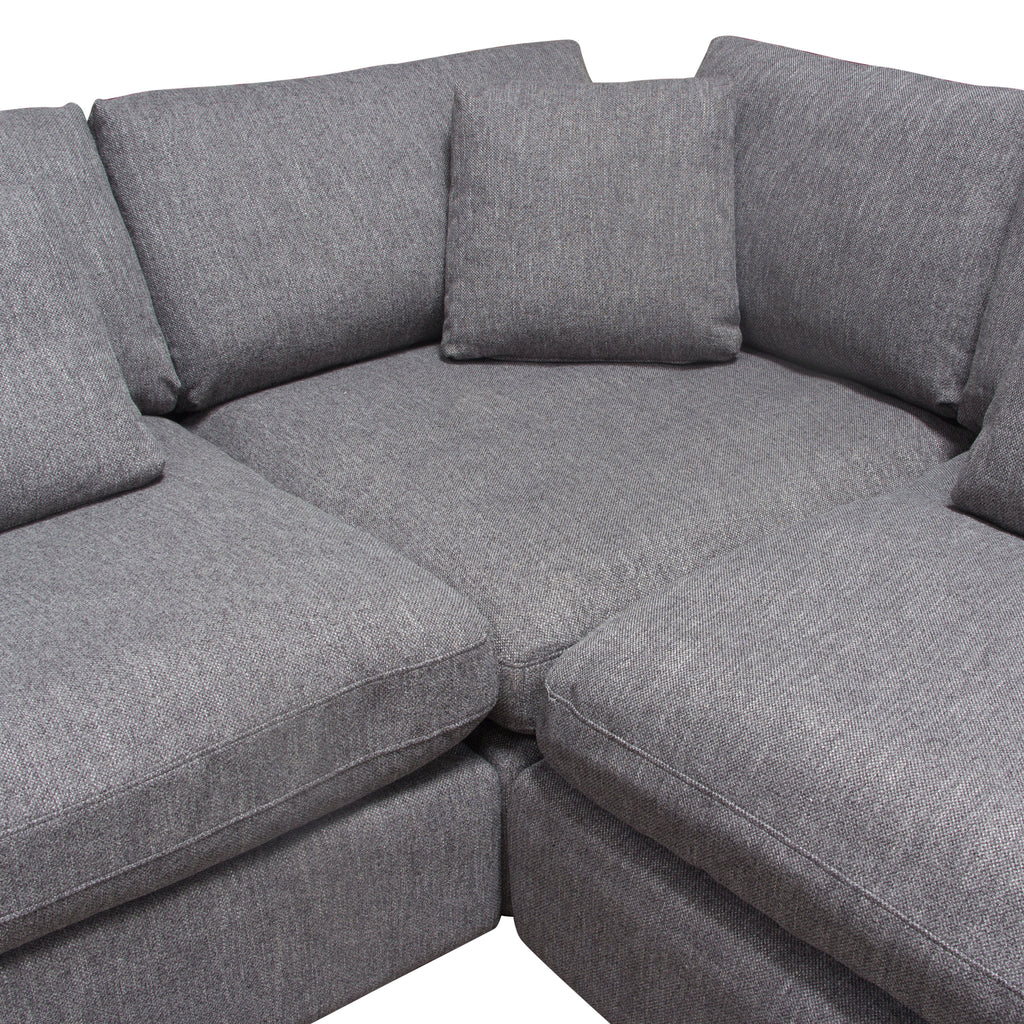 Arcadia 3PC Corner Sectional w/ Feather Down Seating in Grey Fabric by Diamond Sofa - styled in a staged room by Center Stage Home Design