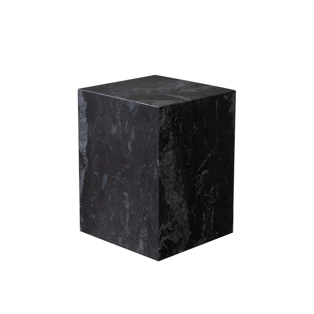 Ark Square Pedestal End Table in Genuine Black Marble by Diamond Sofa