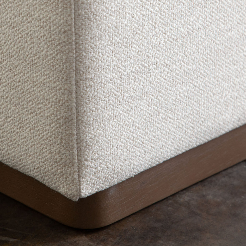 Aspen Armless Chair in Cream Polyester Fabric with Wood Trim by Diamond Sofa - styled in a staged room by Center Stage Home Design