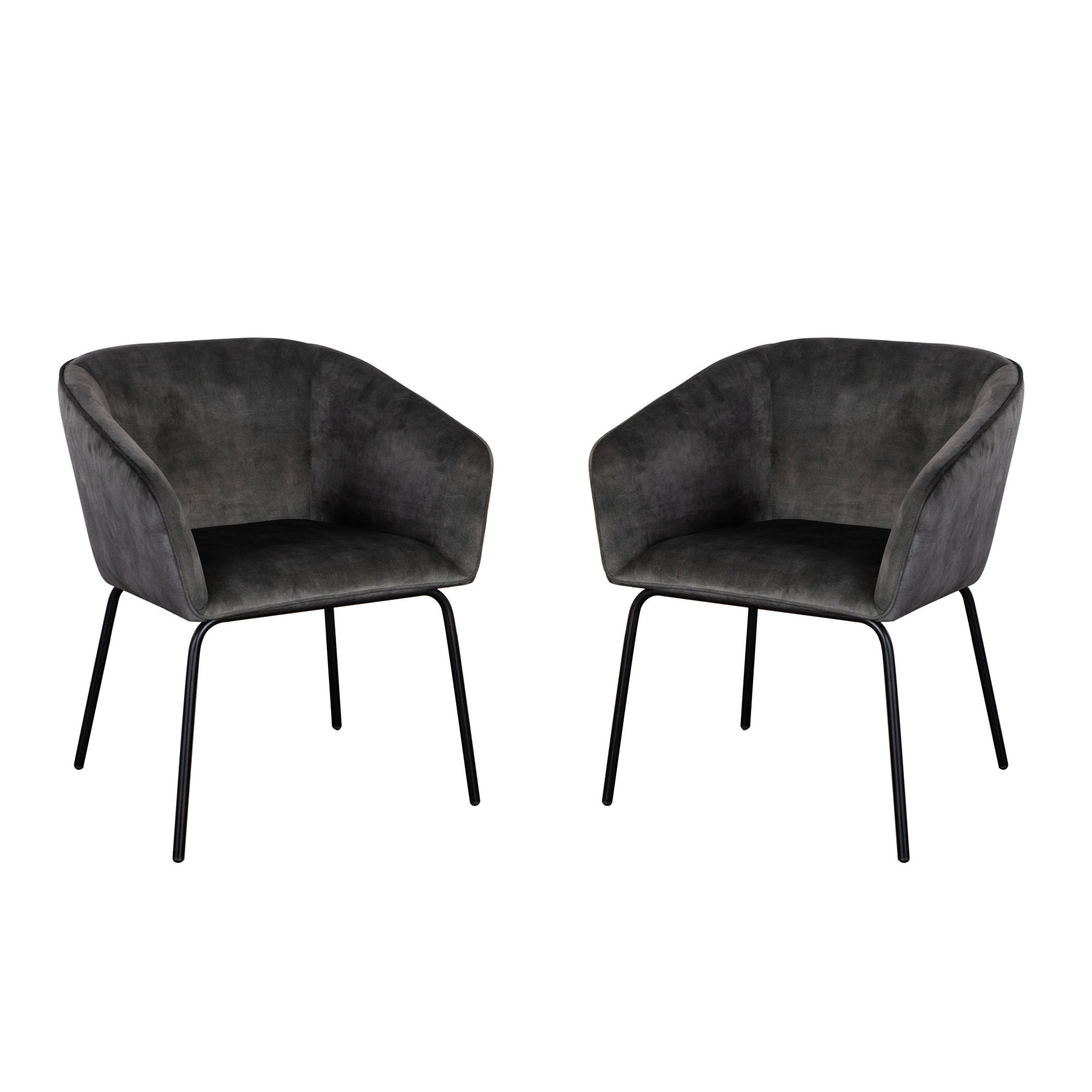 Avery Set of (2) Dining Chairs in Textured Grey Velvet w/ Black Metal Leg by Diamond Sofa