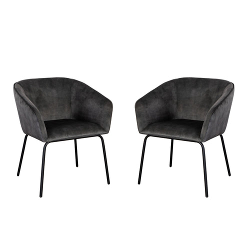 Avery Set of (2) Dining Chairs in Textured Grey Velvet w/ Black Metal Leg by Diamond Sofa