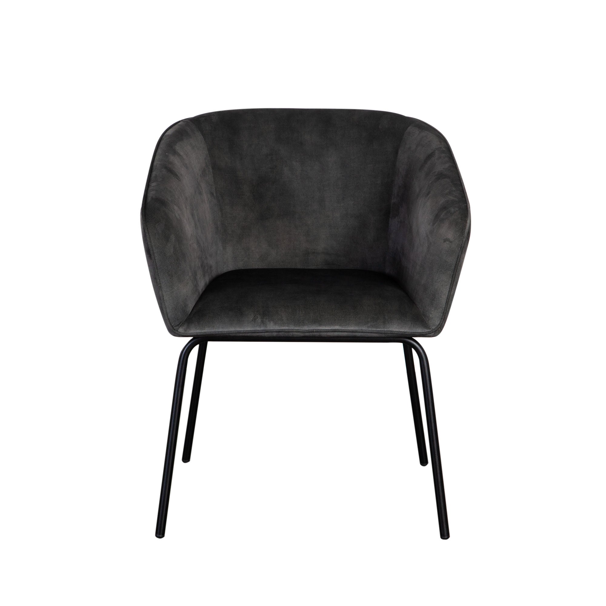 Avery Set of (2) Dining Chairs in Textured Grey Velvet w/ Black Metal Leg by Diamond Sofa