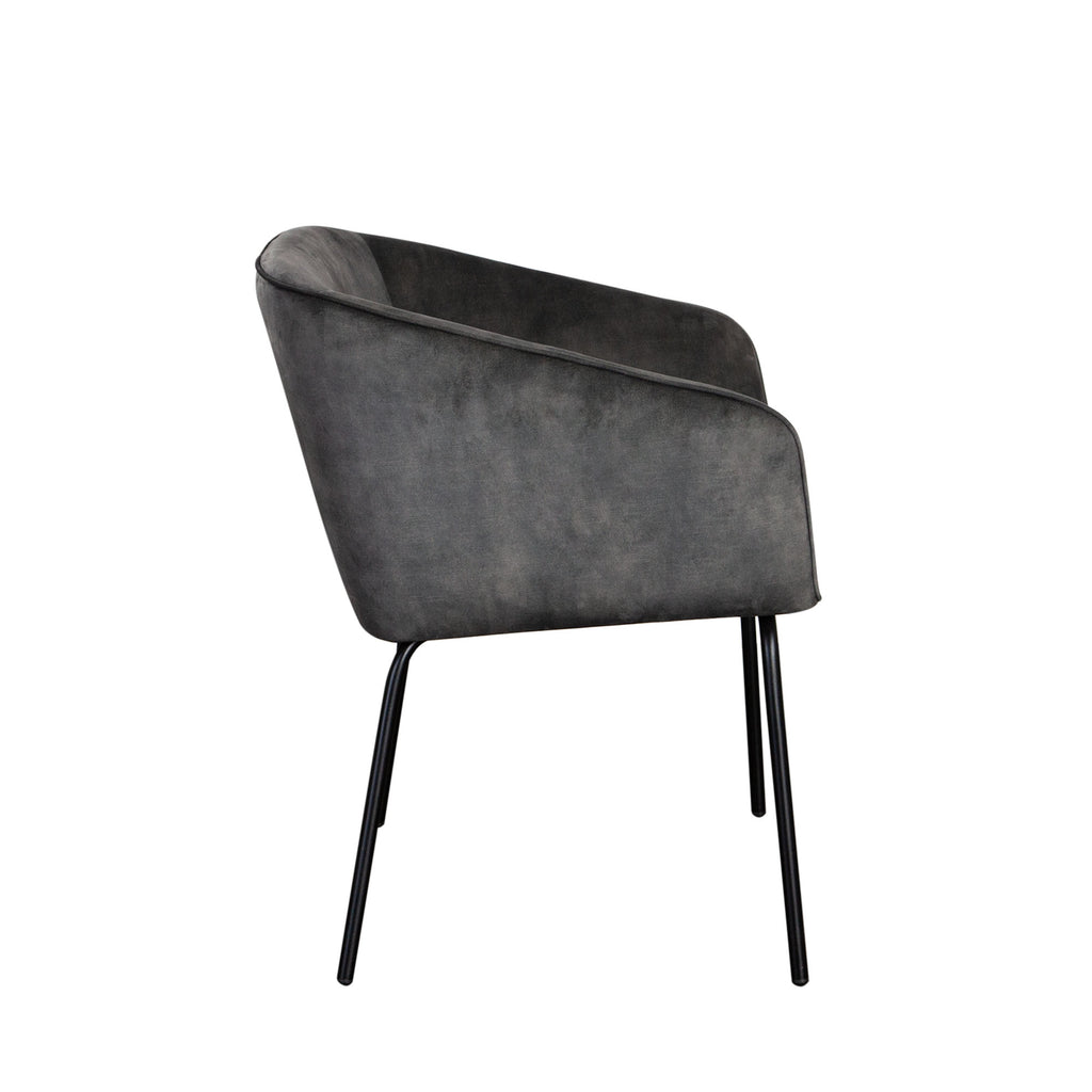 Avery Set of (2) Dining Chairs in Textured Grey Velvet w/ Black Metal Leg by Diamond Sofa