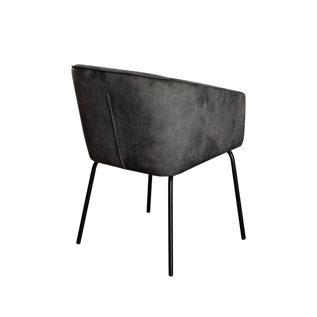 Avery Set of (2) Dining Chairs in Textured Grey Velvet w/ Black Metal Leg by Diamond Sofa