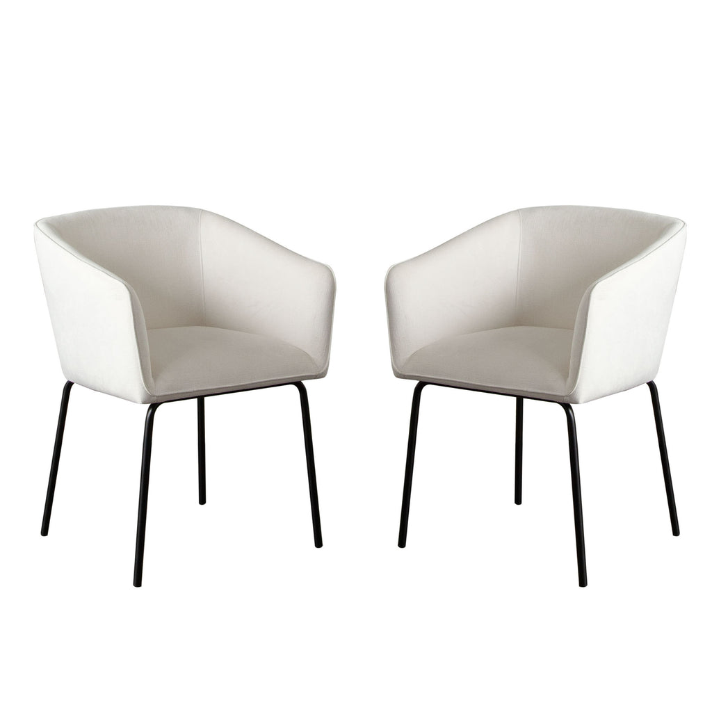 Avery Set of (2) Dining Chairs in Mist White Performance Fabric w/ Black Metal Leg by Diamond Sofa
