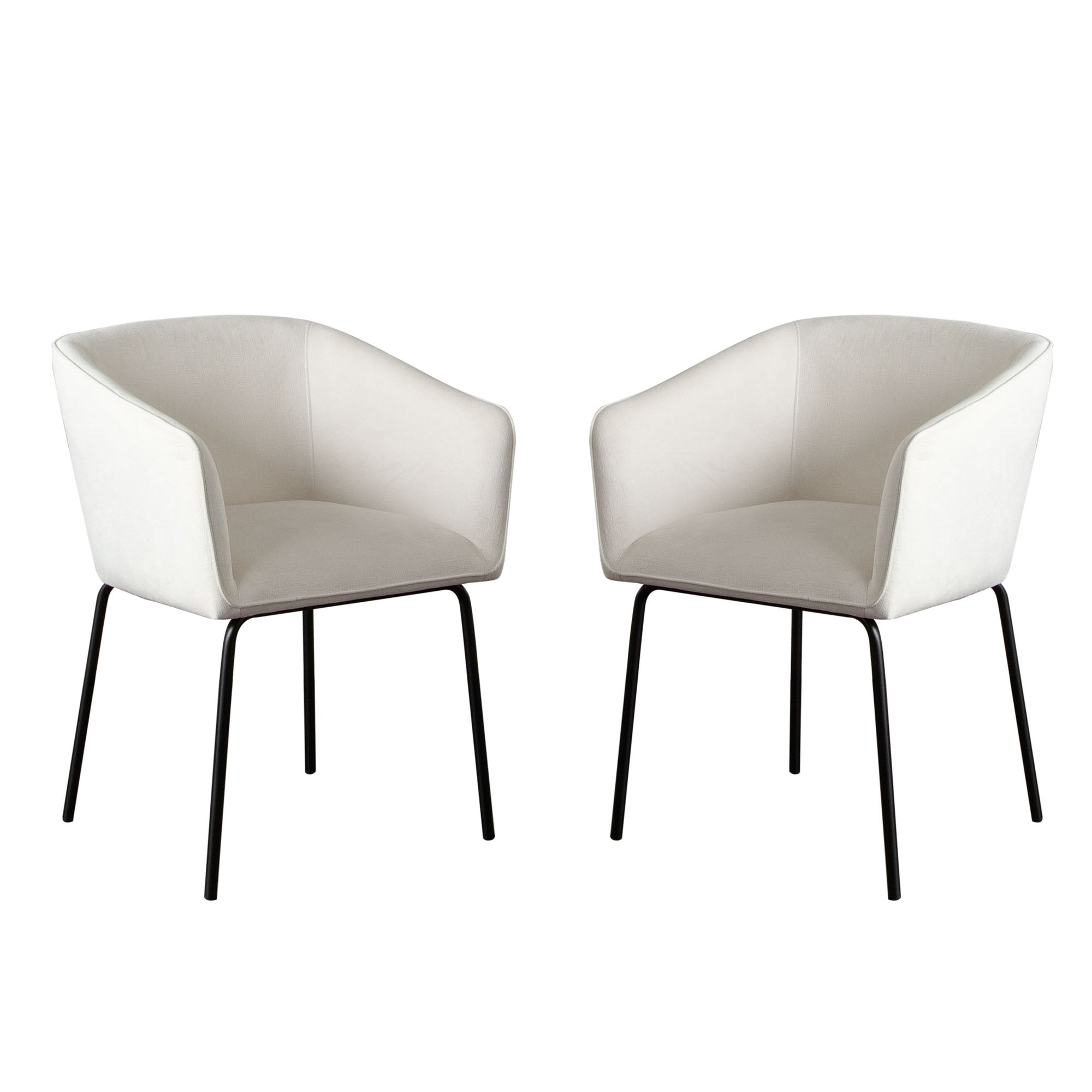 Avery Set of (2) Dining Chairs in Mist White Performance Fabric w/ Black Metal Leg by Diamond Sofa