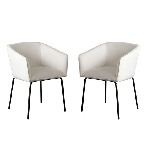 Avery Set of (2) Dining Chairs in Mist White Performance Fabric w/ Black Metal Leg by Diamond Sofa