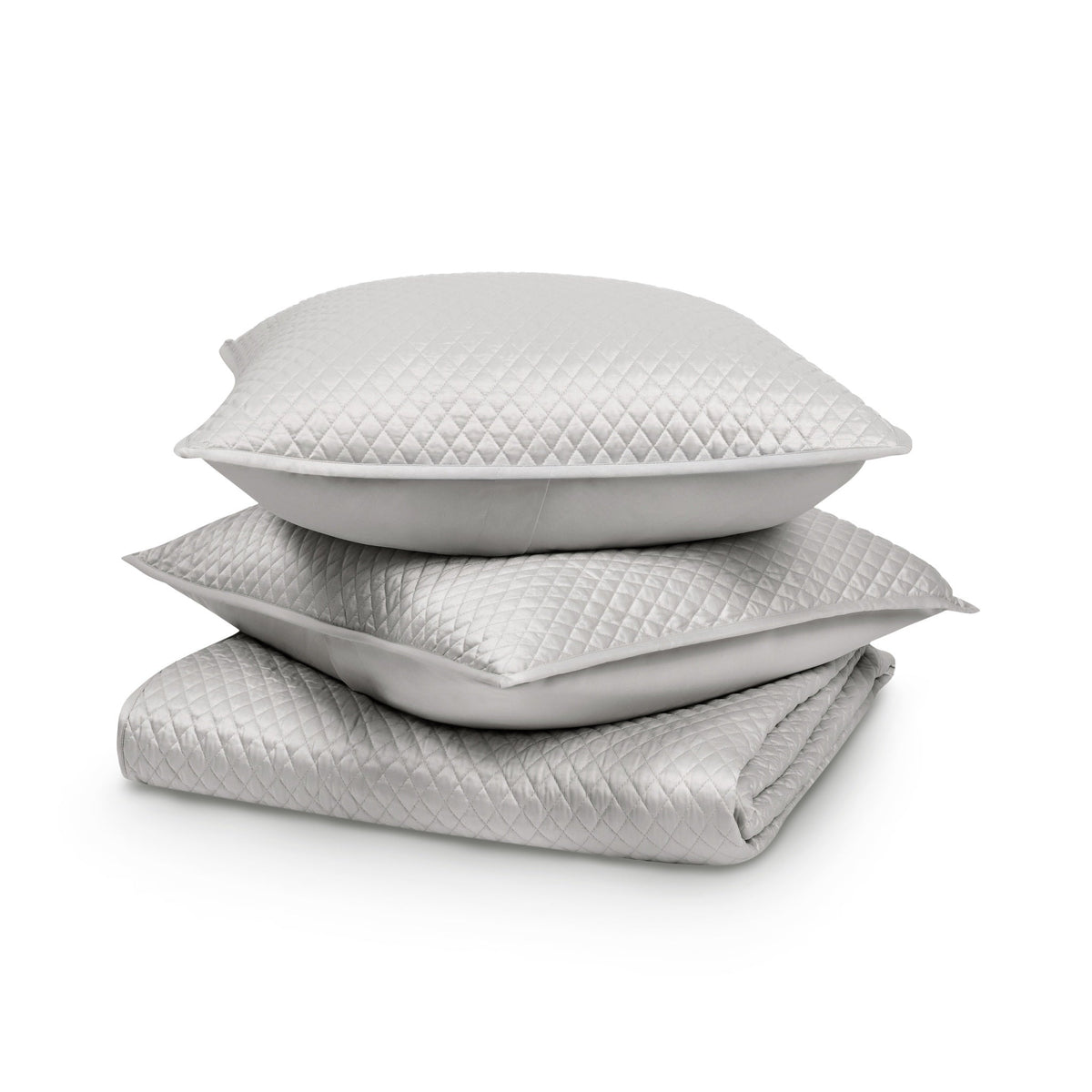 Diamond Silver 3pc Queen Quilt Set