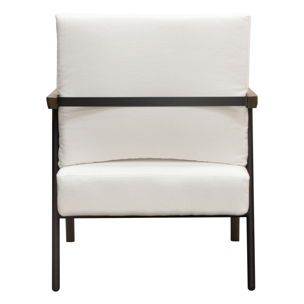 Blair Accent Chair in White Fabric with Curved Wood Leg Detail by Diamond Sofa