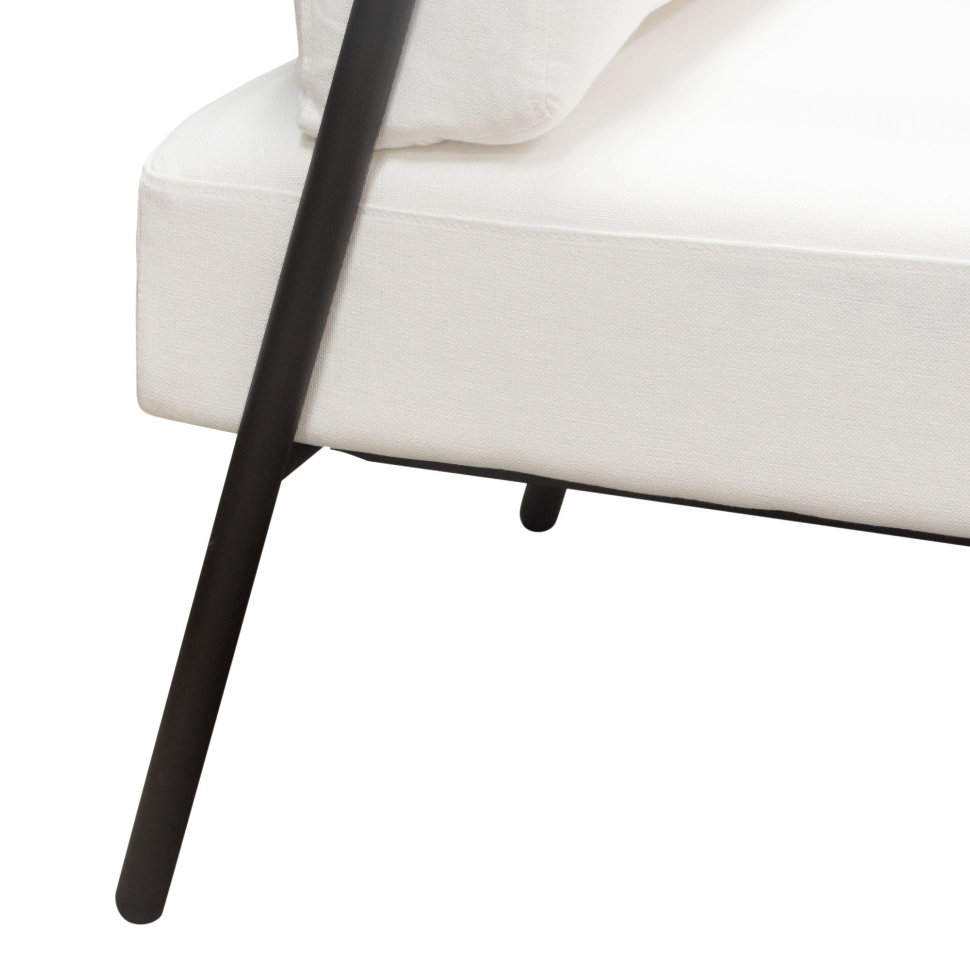 Blair Accent Chair in White Fabric with Curved Wood Leg Detail by Diamond Sofa - styled in a staged room by Center Stage Home Design