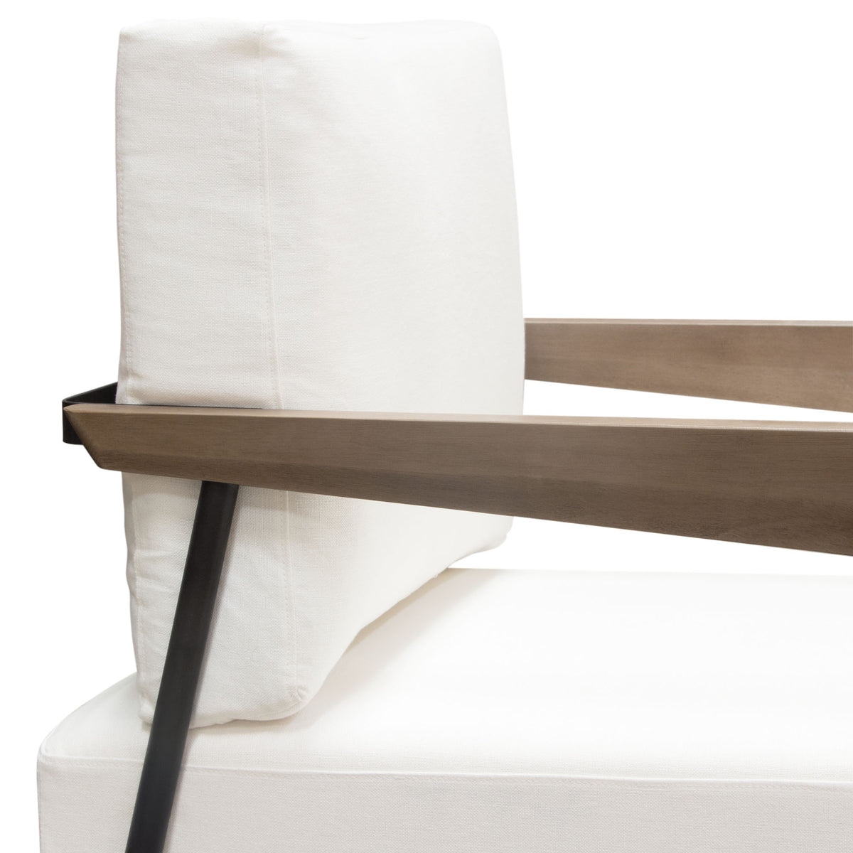 Blair Accent Chair in White Fabric with Curved Wood Leg Detail by Diamond Sofa - styled in a staged room by Center Stage Home Design
