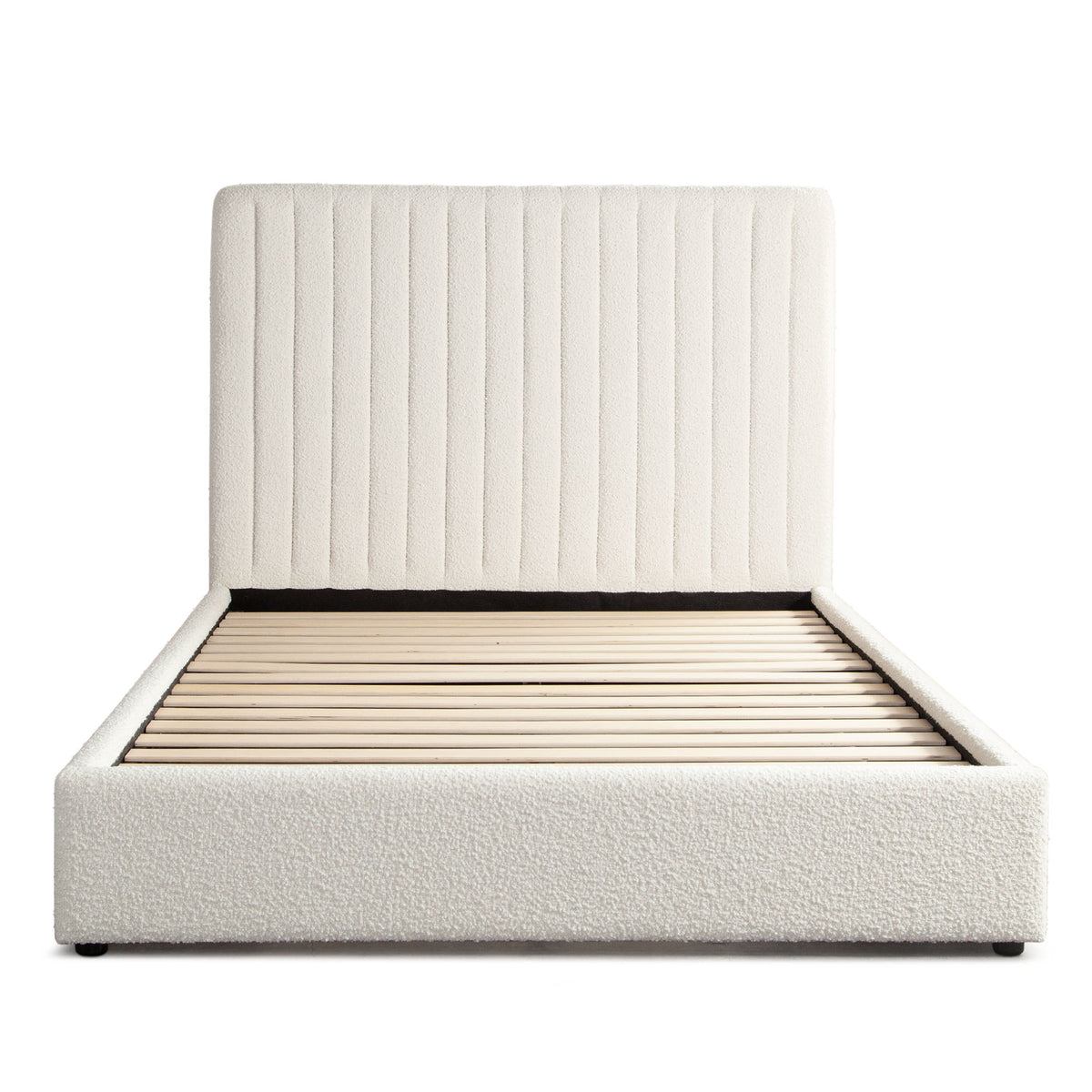Brooke2 54" Queen Bed w/ Vertical Channel Tuft in Ivory Boucle by Diamond Sofa